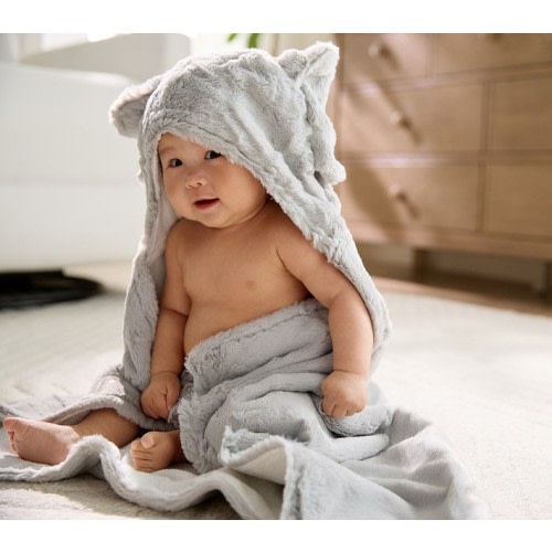 Faux-Fur Animal Baby Hooded Towels