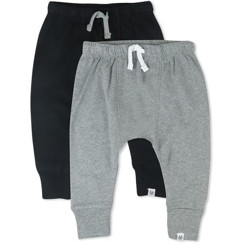 HonestBaby Multipack Honest Pants Joggers Pull on 100% Organic Cotton for Infant Baby and Toddler, Boys, Girls, Unisex, Heather Gray/Black, 3-6 Months