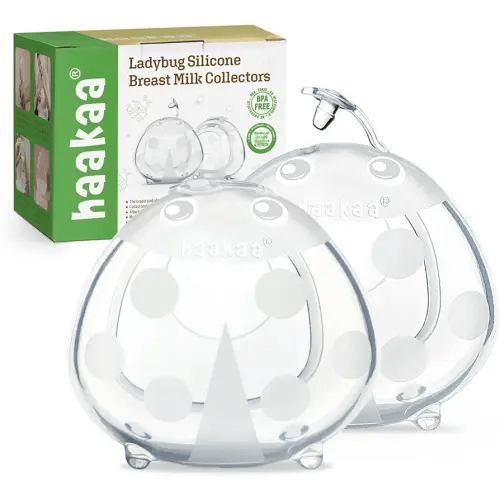 haakaa Ladybug Silicone Breast Milk Collector - Wearable Nursing Cups for Breastfeeding Moms, Collect Leaky Breast Milk, Protect Sore Nipples, Made of Soft Food Grade Silicone (1.4oz/40ml, 2 pcs)