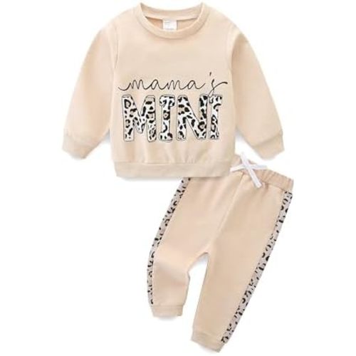 Toddler Baby Girl Clothes Fall Winter Long Sleeve Sweatshirt with Pants Set Girls Cute Print Outfits 6M-4Years