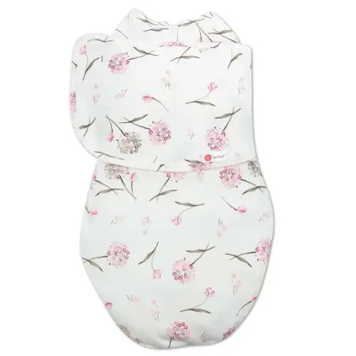 embé 2-Way Starter Baby Swaddle, 6-14 lbs, Newborn Infant Swaddle Sack 0-3 Months, Zip, Hook & Loop Fastener 0-3 Months Baby Wrap, Hip Healthy - Clustered Flowers
