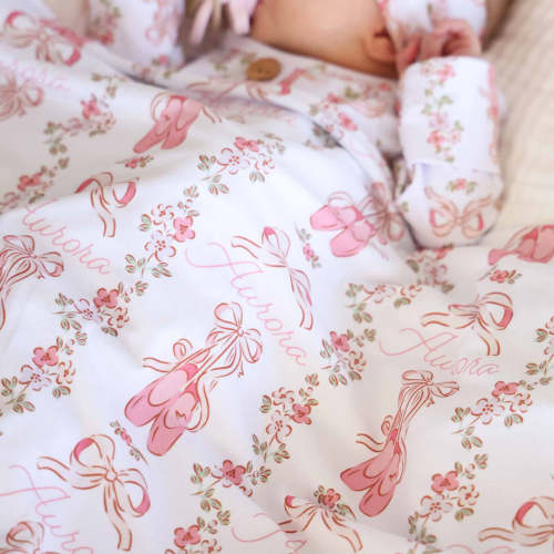 Ballet Blossoms Personalized Swaddle Blanket | Caden Lane