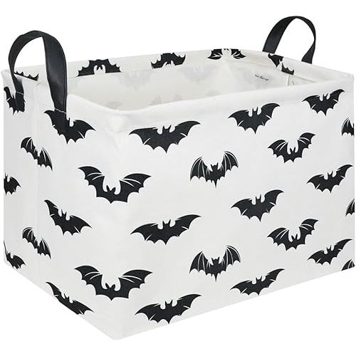 Halloween Batman Basket,Collapsible waterproof storage basket,Batman toy decor,Cute toy storage box Empty for kids,Organizer Containers for Kids Toys,bat room decor(Black bats)