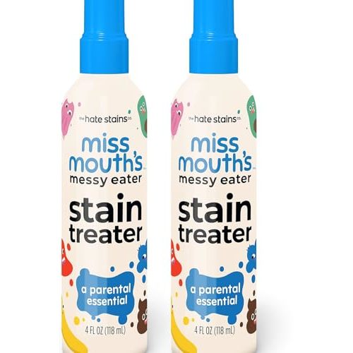 Miss Mouth's Messy Eater Stain Treater Spray - 4oz 2 Pack Stain Remover - Newborn & Baby Essentials - No Dry Cleaning Food, Grease, Coffee Off Laundry, Underwear, Fabric