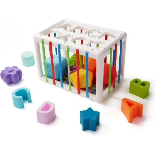LiKee Toddler Montessori Toys for 1+ Years Old Boy Girl Birthday, Baby Infant Toys with 10pcs Sensory Pieces Shape Sorter, Age One Colorful 1 2 3 Years Learning & Fine Motor Skills Toys for 18+ Months