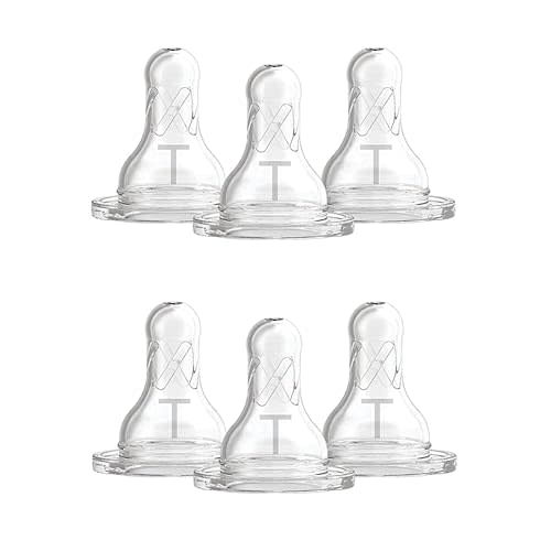 Dr. Brown’s Level T Narrow Baby Bottle Nipple, Slower Flow Rate for Infants, 100% Silicone Bottle Nipple, BPA Free, 0m+ – 6-Pack