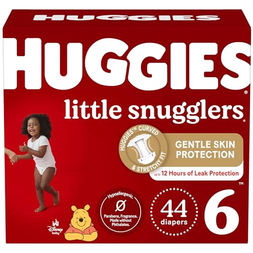 Huggies Size 6 Diapers, Little Snugglers Baby Diapers Size 6 (35+ lbs), 44ct
