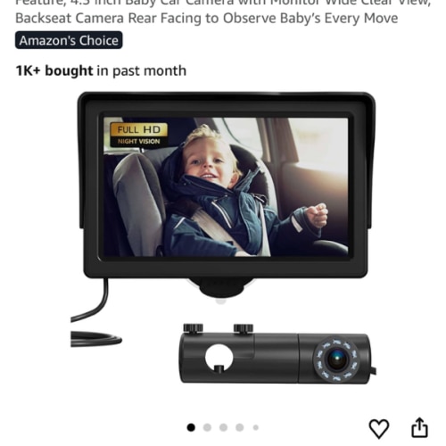 Baby Car Camera, HD Display Baby Car Mirror with Night Vision Feature, 4.3 inch Baby Car Camera with Monitor Wide Clear View, BackSeat Camera Rear Facing to Observe Baby’s Every Move
