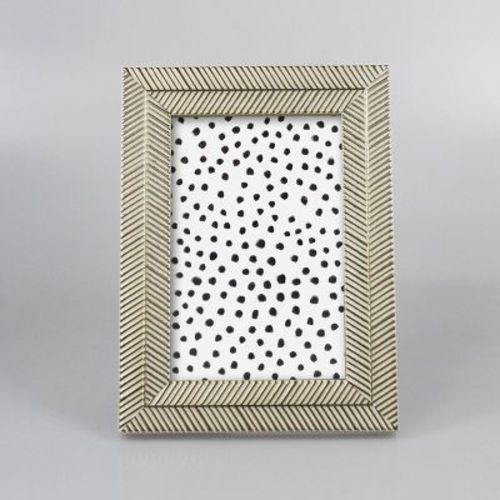 4" x 6" Organic Herringbone Tabletop Frame Gold/White - Threshold™: Modern Style, Easel Back, Glass