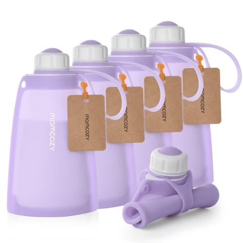 Momcozy Silicone Reusable Breastmilk Storage Bags for Breastfeeding, 8.5oz/250ml 5Pcs HSA/FSA Eligible
