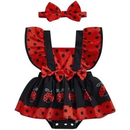 Newborn Baby Girl Summer Clothes Ruffle Fly Sleeve Romper Dress Onesie with Headband Toddler Infant Outfit