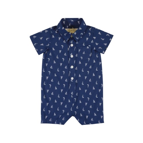 Baby Seersucker Button Front Romper, Infant, 0-3M