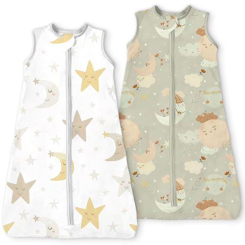 Midnight Star Sleep Sack 6-12-15 months 2-Pack,0.5 TOG Stretchy Summer Wearable Blanket with 2-Way Safe Zippers, Cofy Soft Sleeping Bag for Babies