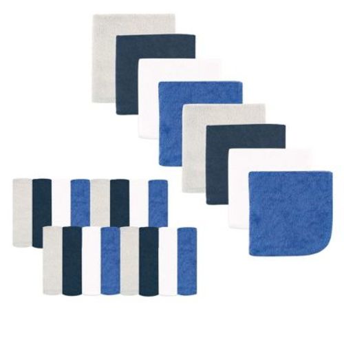 Luvable Friends Baby Boy Super Soft Bundle Washcloths, Bright Blue, One Size