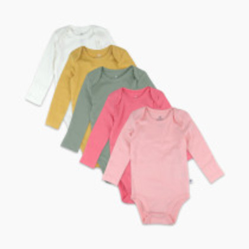 Honest Baby Clothing 5-Pack Organic Cotton Long Sleeve Bodysuit - Strawberry Ice, Newborn, 5