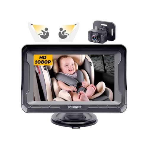 DoHonest Baby Car Camera HD 1080P - Rear-Facing Car Baby Monitor with Night Vision, Adjustable View Angle, Easy Setup, Anti-Glare Display, Safety for Kids & Infants