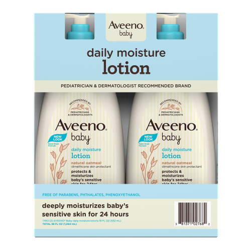 Aveeno Baby Daily Moisture Lotion with Pump, 24hr Protection, 18 fl. oz., 2 pk.