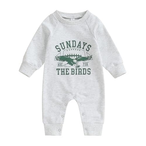 Honganda Infant Baby Boys Girls Football Season Jumpsuit Watch Football with Daddy Funny Romper Playsuit Sweatshirt