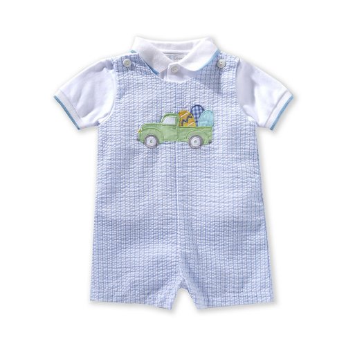 Petit Ami Baby Boys 3-9 Months Short Sleeve Easter Applique Shortall