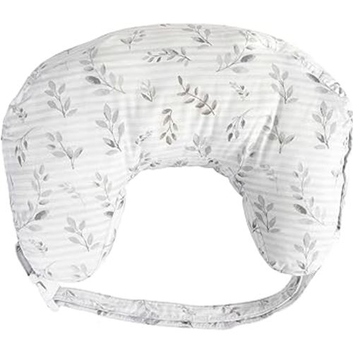 Boppy Nursing Pillow Best Latch, Gray Pennydot Leaf Stripe, Lactation Consultant Created, Firm Contoured and Plush Sides for Breastfeeding Options, Padded Belt, Plus Sized to Petite, Machine Washable