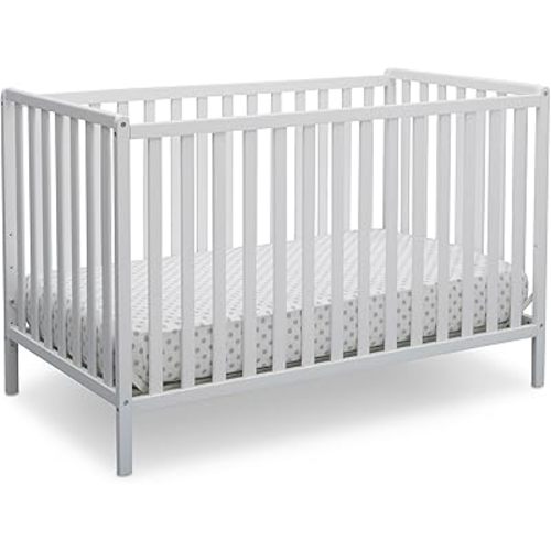 Delta Children Heartland 4-in-1 Convertible Crib - Greenguard Gold Certified, Bianca White