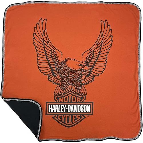 Harley-Davidson Baby Boys' Winged Eagle Receiving Blanket, Vintage Orange/Black