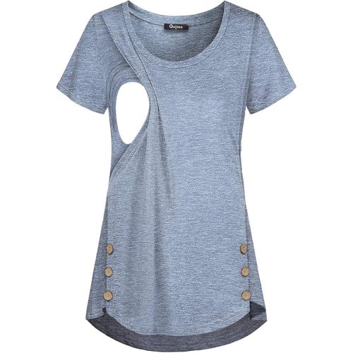 Quinee Women's Casual Button Side Nursing Tops Maternity Breastfeeding Tunic