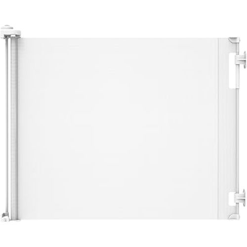Indoor/Outdoor Paw Proof Retractable Dog Gate, 36.6" Tall Extends to 71" Wide, White