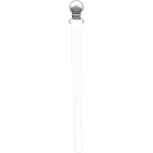 Three Little Tots All Silicone Modern, Short and Safety Tested Pacifier Clip (White, Twist)