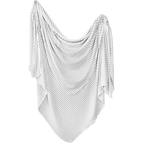 Copper Pearl Large Premium Knit Baby Swaddle Receiving Blanket Grey and White Everest