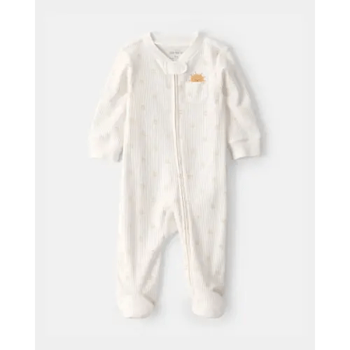 Baby Sunshine 2-Way Zip Sleep & Play Pajama - White | Carter's - NewBorn