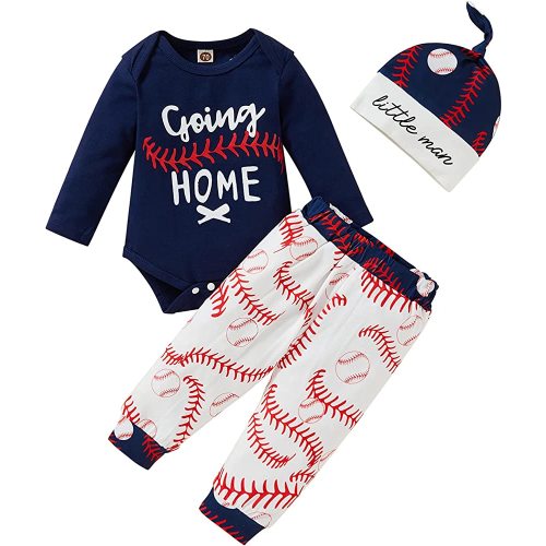 Baby Boy Girl Clothes Newborn Boys Girls Long Sleeve Coming Home Romper Baseball Legging Pants Set Outfits