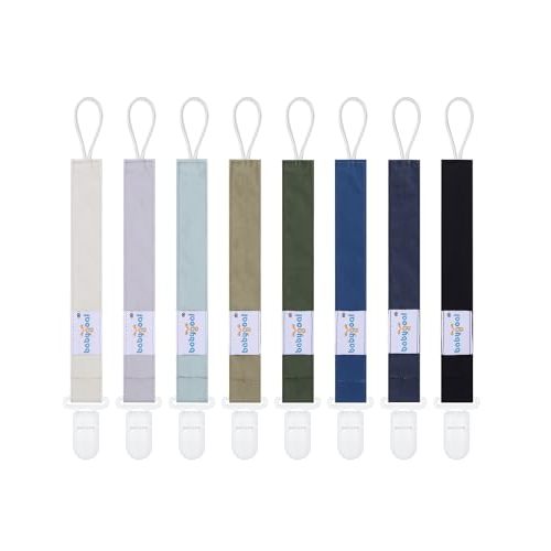 Babygoal Pacifier Clips 8 Pack, Pacifier Holder Clips for Baby Boys and Girls Fits for Most Pacifier, Binkie Styles & Baby Teethers & Toys and Gift-Neutral Color 8PS45
