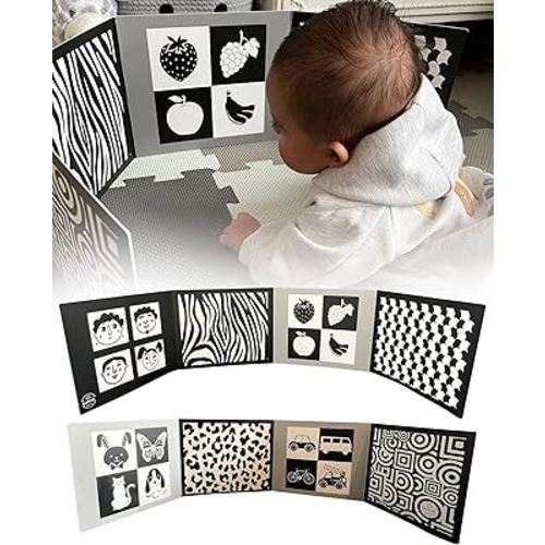 Board for Babies - Supersized Black and White Baby Cards for Developmental Newborn Tummy Time Toys - 100cm Newborn Black & White Toys for 0-3 Months & Older - Thick Stand Up Board No. 2
