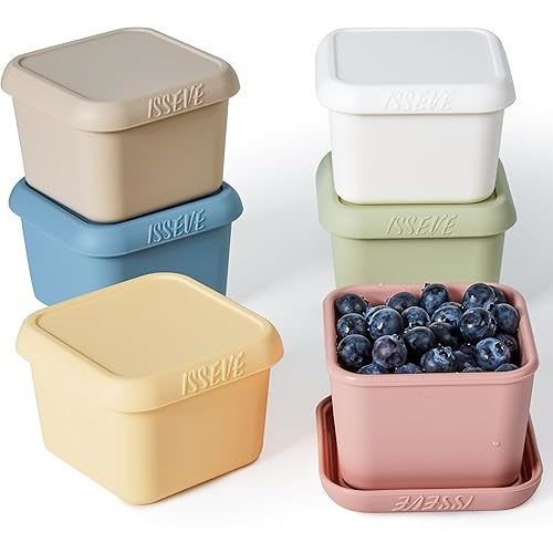 ISSEVE 6Pack 6oz Silicone Snack Containers for Kids, Reusable Small Containers with Lids, Leak Proof Silicone Food Storage Containers, Children Kids Lunch Box Containers for Daycare, School, Travel