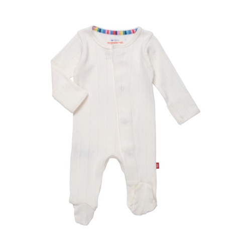 Love Lines Pointelle Magnetic Organic Cotton Footie, 6-9M