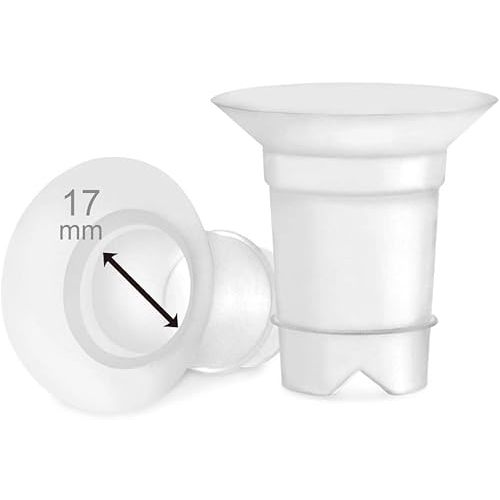 Maymom Flange Inserts 17 mm for Medela, Spectra 24 mm Shields/Flanges, Momcozy/Willow Wearable Cup. Compatible with Medela Freestyle, Harmony to Reduce 24mm Nipple Tunnel Down to 17 mm; 2pc/Each