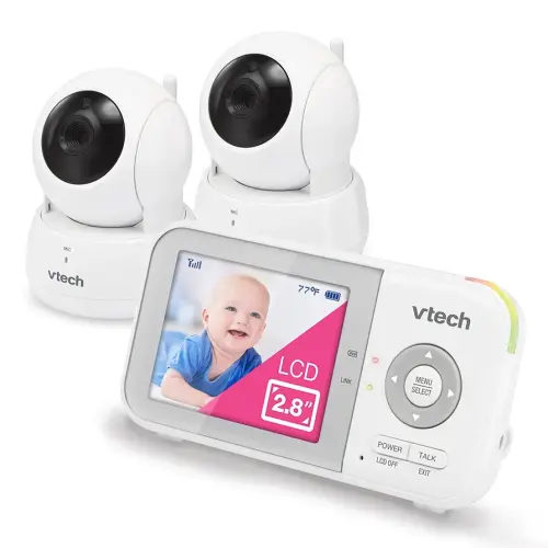 VTech VM923-2 Baby Monitor, 2.8”Screen, 1000ft Range, Pan-Tilt-Zoom, Night Vision, 2-Way Audio, Temperature Sensor, Lullabies, Secured Transmission No WiFi