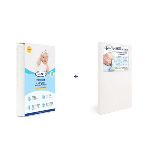 Graco Premium Crib Mattress & Protector Value Bundle (2-Pack) – Includes GREENGUARD Gold Certified Crib & Toddler Mattress, GREENGUARD Gold Certified Waterproof Protector
