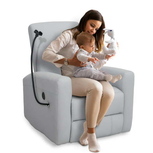 hzlagm Electric Power Swivel Rocker Recliner Chair Recliner Glider with USB Ports and Cell Phone Holder for Living Room Bedroom - Light Gray