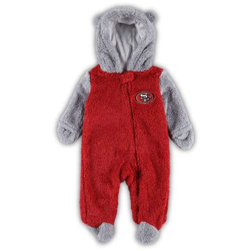 San Francisco 49ers Newborn & Infant Game Nap Teddy Fleece Bunting Full-Zip Sleeper - Scarlet/Gray