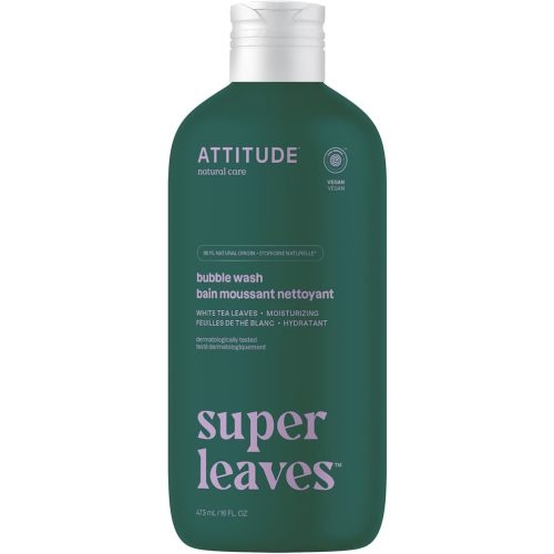 ATTITUDE Bubble Bath, EWG Verified, Plant and Mineral-Based, Dermatologically Tested, Vegan Body Care Products, White Tea Leaves, 16 Fl Oz