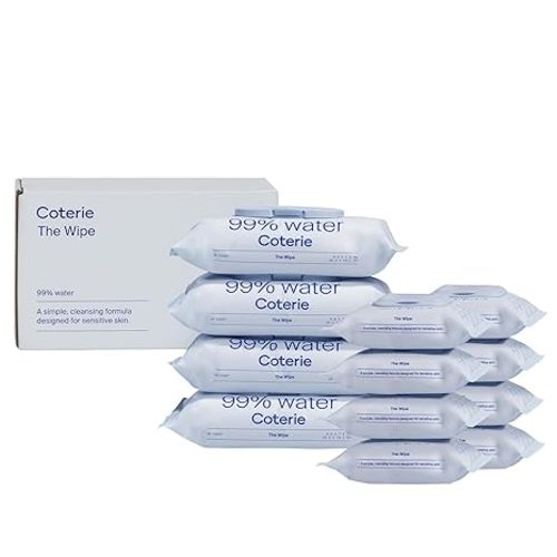 Coterie Baby Wipes, 8 Pack, 448 Count, Unscented Wipes, 99% Purified Water, Plastic-Free & Plant-Derived Fibers, Fragrance Free Hypoallergenic Sensitive Skin Baby Essentials, Clean Ingredients