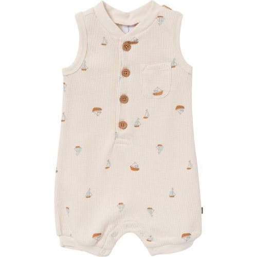 Modern Moments™ By Gerber Baby Boys' Sleeveless Romper, Beige Sailboat, 12 Months