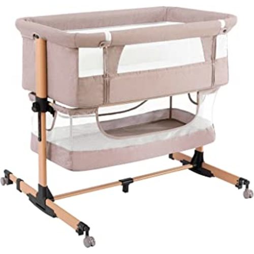 3 in 1 Baby Crib Bedside Crib,Baby Bassinet,Baby Bed Adjustable Portable Bed for Infant/Baby,Light Beige