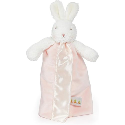 Bunnies By The Bay “Blossom Bunny” Bye Bye Buddy - Travel Size Baby Lovey - 11" Stuffed Rabbit and Baby Blanket - Super Soft Velour with Satin Lining - Pink