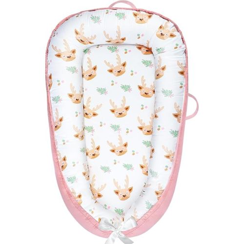 Baby Lounger - Baby Lounger for Newborn 0-24 Months, Breathable and Soft Cotton Cover Baby Nest, Portable Cozy Tummy Time Lounger for Home and Travel, Ideal Baby Essentials & Shower Gifts