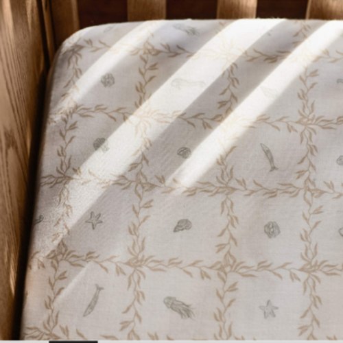 Lulot Green Seasape Supersoft Organic Cotton Baby Crib Fitted Sheet by Jake Arnold | Crate & Kids