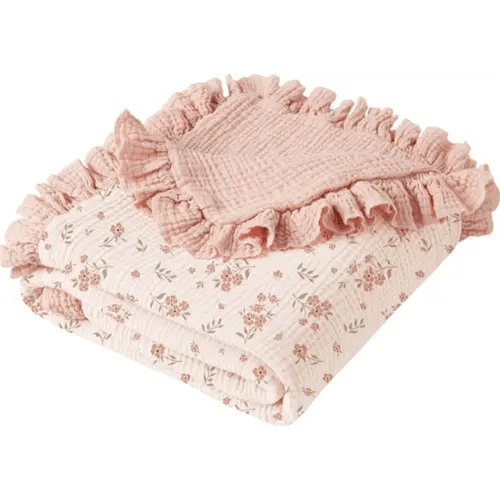 Konssy Flounce Muslin Baby Blankets, Cotton Crib Blanket for Baby Infant Toddler, Super Soft and Lightweight Nursery Blankets 40"x36" (Blossom)