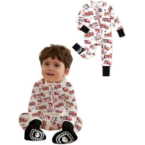 PATPAT Organic Cotton Baby Footie Pajamas with Two-Way Zipper & Fold-Over Mittens, Soft Stretchy Romper for Newborn Boy Girl